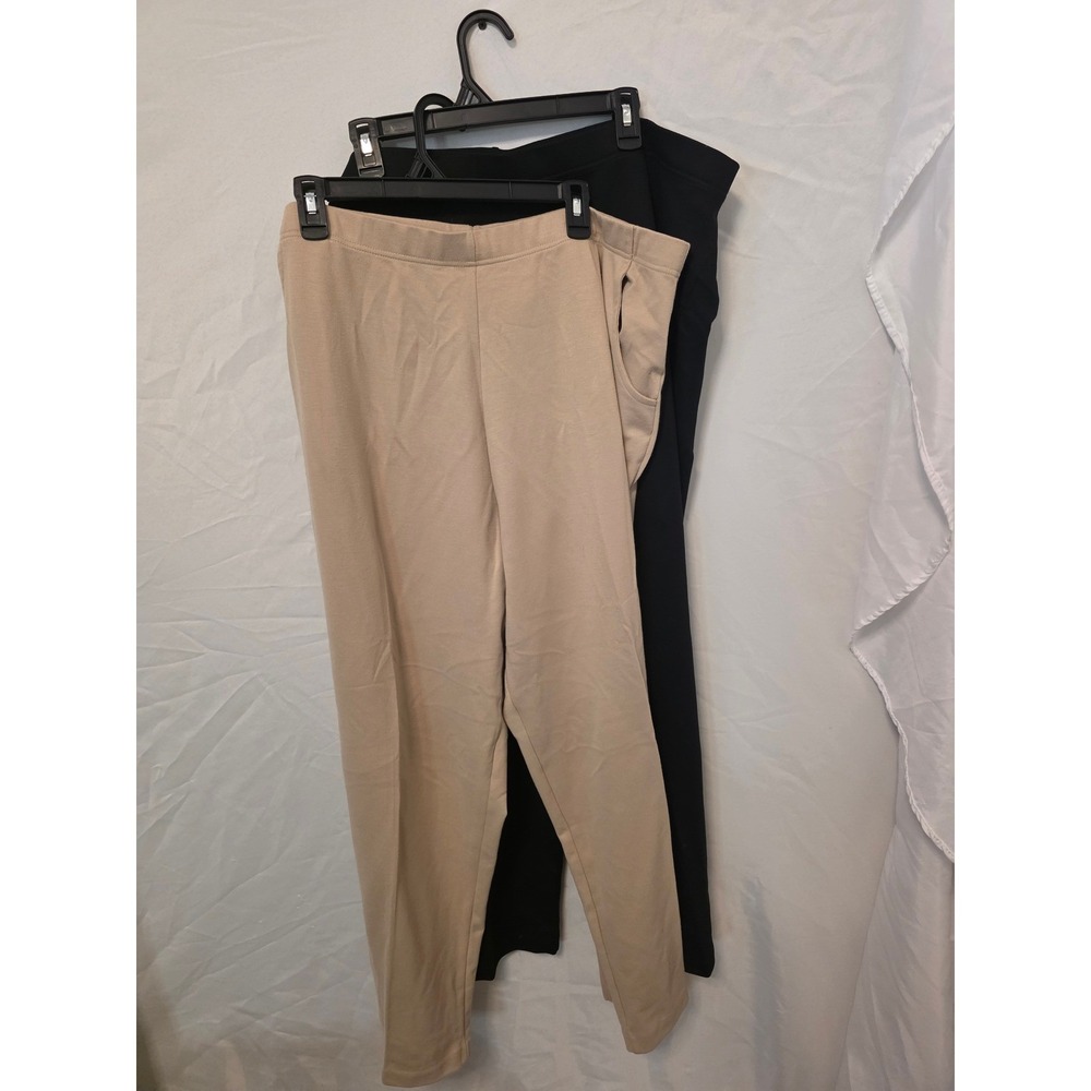 2 White Stag Woman Stretch Pants Bundle 3X 22W 24W Tan Black Pull On Trousers